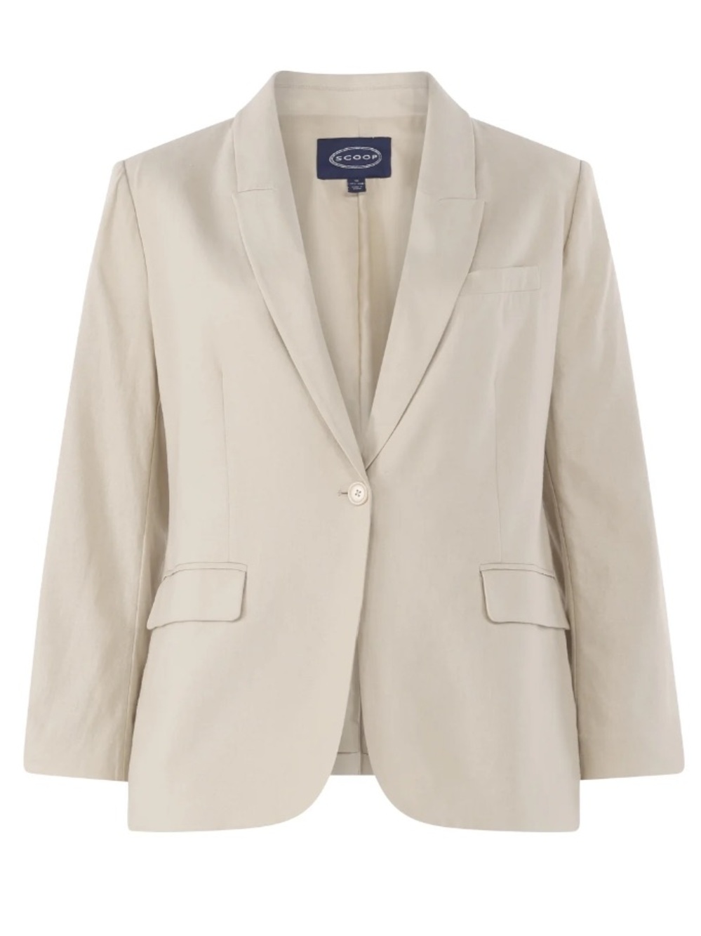 Scoop Women's and Women's Plus One Button Linen Blend Blazer, Size 4X. - Picture 5 of 10